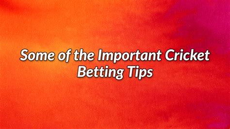 Some Of The Important Cricket Betting Tips Cbtf Tips See Blogs