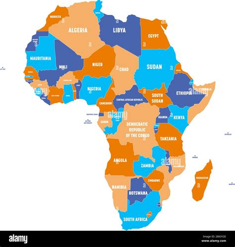 Multicolored Political Map Of Africa Continent With National Borders