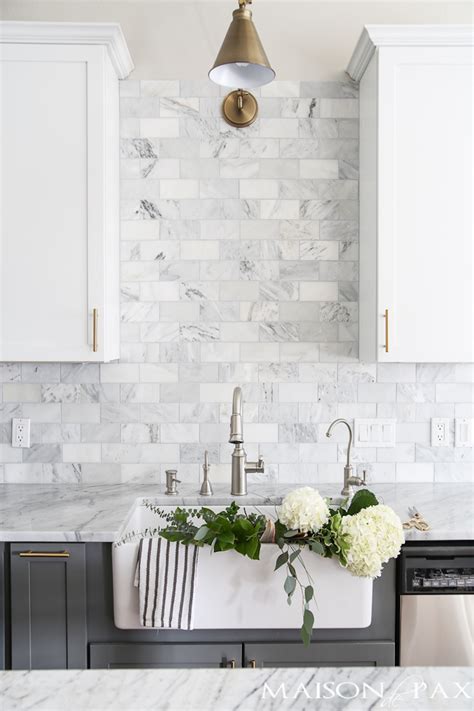 Related:kitchen backsplash peel and stick stone stone backsplash tile. 14 White Marble Kitchen Backsplash Ideas You'll Love