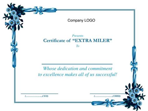 Ppt Presents Certificate Of Extra Miler To Powerpoint Presentation