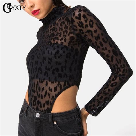 Gbyxty Combinaison Femme 2019 Sexy See Through Leopard Bodysuit Romper