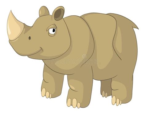 Rinoceronte Del Personaje De Dibujos Animados Ilustración Del Vector