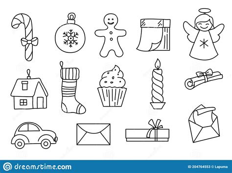 Merry Christmas And New Year Set Of Simple Vector Icons Stock Vector Illustration Of Abstract