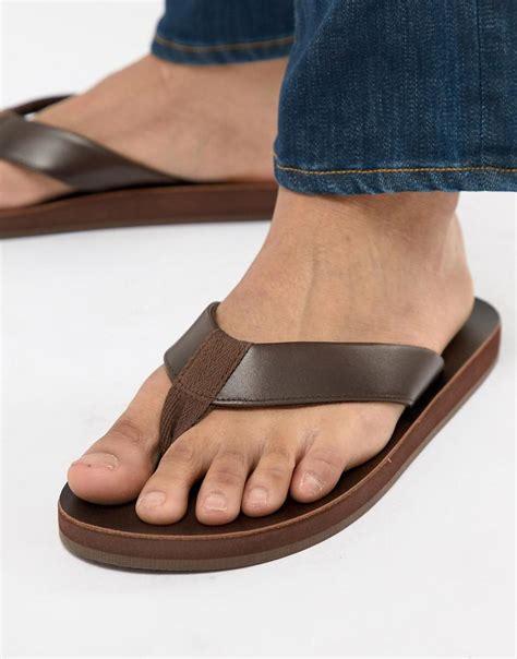 Abercrombie And Fitch Leather Flip Flops In Brown For Men Lyst