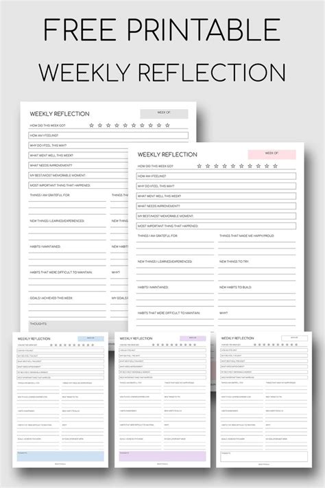 Free Printable Weekly Reflection Template
