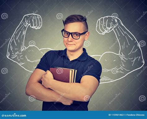 Strong Nerd Man With Books Stock Image Image Of Imagination 115961463
