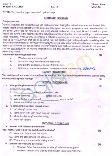But melanie was not most children. CBSE Class 6 SA2 Question Paper for English | AglaSem Schools