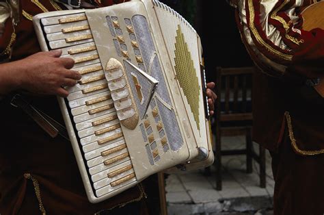 A Mexican Musician Playing An Accordion By Gina Martin