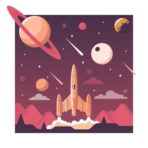 A Flat Space Illustration : graphic_design | Space illustration, Illustration, Graphic design