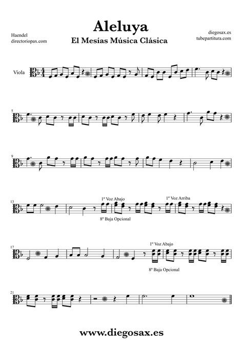 diegosax Aleluya de Haendel Partitura para Flauta Violín Saxofón