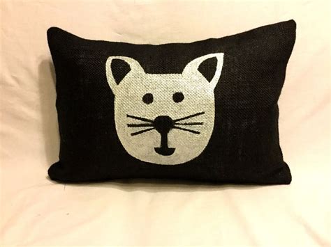 Cat Pillow Burlap Pillow Burlap Cat Pillows Decorative Pillowcat