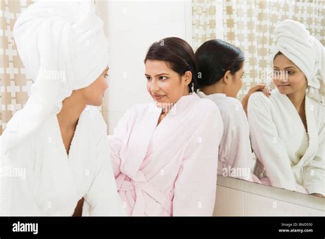 Lesbian Couple In The Bathroom Stock Photo Alamy