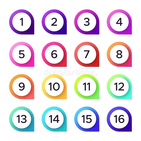 Números Coloridos Conjunto De Vectores Del Puntero De Número
