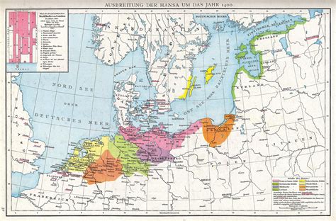 Northern Europe In The 1400s Showing The Extent Of The Hanseatic