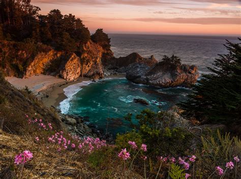 Download Waterfall Coast Ocean Flower Sunset Landscape Tree Nature Big