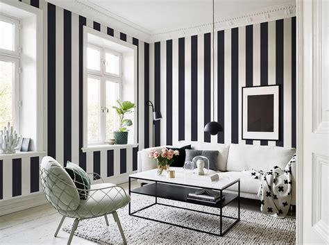 10 Striped Wallpaper Design Ideas Striped Walls Living Room Striped