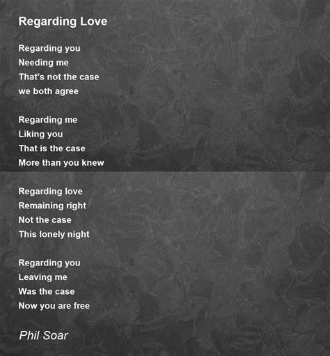 Regarding Love Poem By Phil Soar Poem Hunter