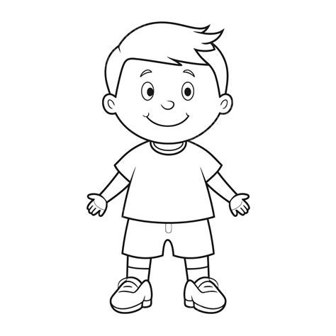 Cartoon Boy Coloring Pages Of A Child Outline Sketch Drawing Vector
