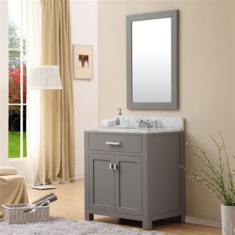 30 Cashmere Grey Single Sink Bathroom Vanity With Carrara White Marble Top