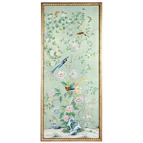 De Gournay Hand Painted On Silk Gilt Wood Framed Panel At