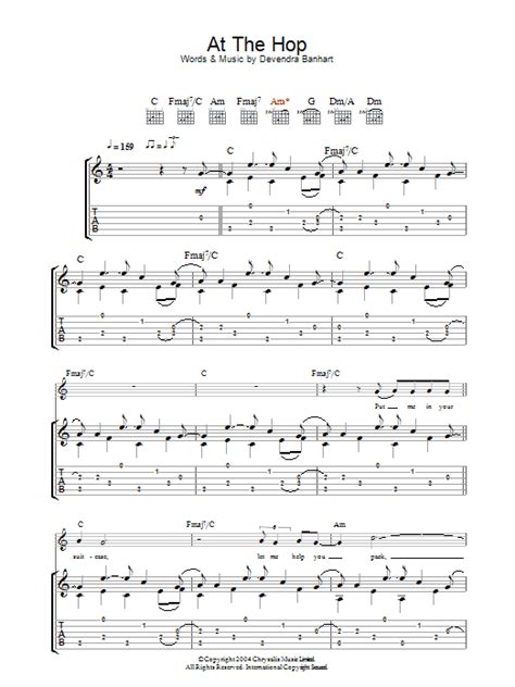 At The Hop Sheet Music Devendra Banhart Guitar Tab