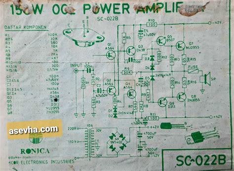 Skema 150 Watt Ocl Power Amplifier By Ronica Sc 022b Tutorial Desain