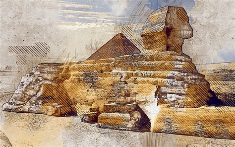 2k Free Download Great Sphinx Of Giza Egypt Grunge Art Creative