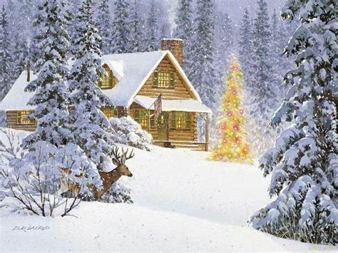 Winter Scene Winter Painting Christmas Landscape Christmas