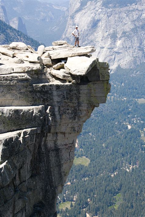 Dad On Half Dome Ledge Tjg Lolos Extreme Cross Country Rv Trips
