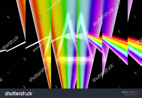 Triangular Prism Breaks Light Into Spectral Stock Illustration