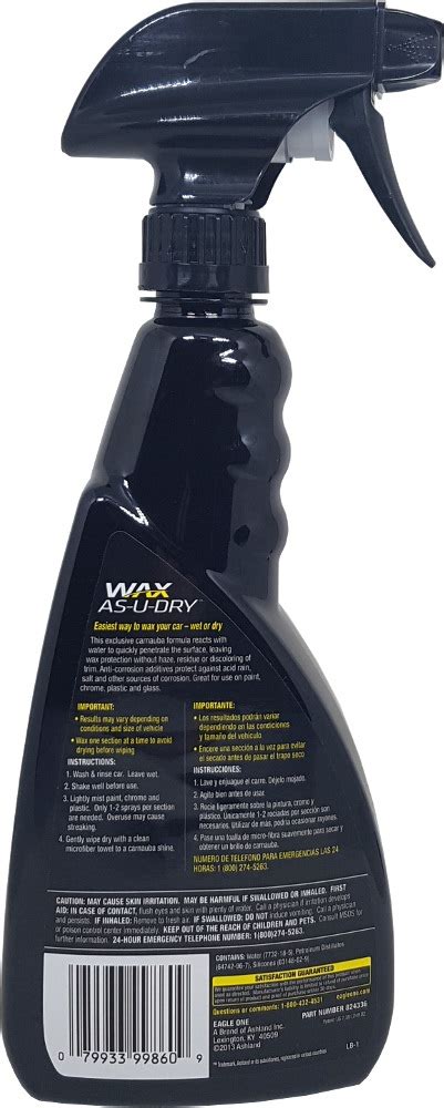 Eagle One Wax As U Dry Spray 23oz Car And Bicycle Care Products Horme