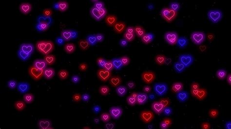Neon Light Hearts Falling Heart Background Video Loop Animated