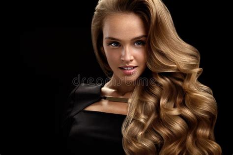 Beautiful Curly Hair Girl With Wavy Long Hair Portrait Volume Stock Image Image Of Girl