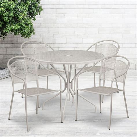 Flash Furniture 3525 Round Indoor Outdoor Steel Patio Table Set With