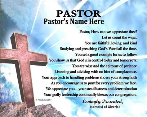 Pastor Appreciation Anniversary Personalized Name Poem T Thank You