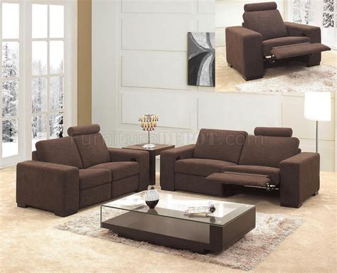 Microfiber Fabric Modern 3pc Living Room Set 0918 Brown