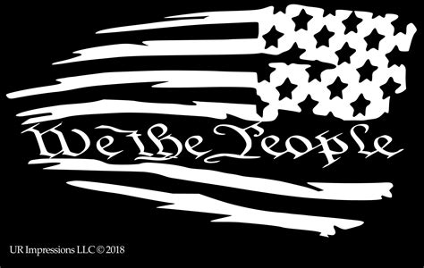 Stars Right Tattered American Flag We The People Decal Ur
