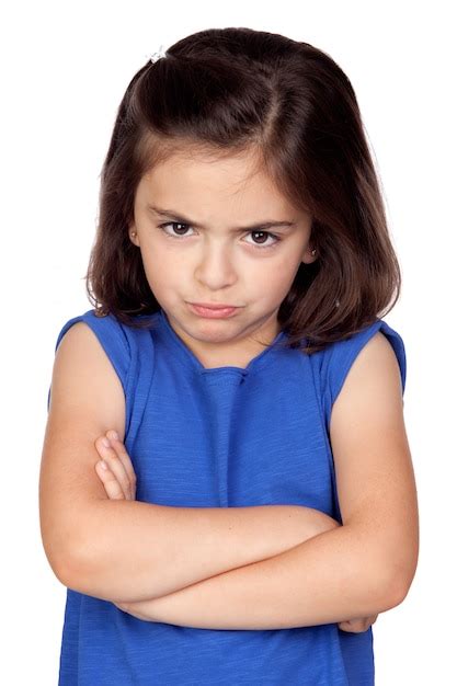 Premium Photo Angry Little Girl Isolated On A Over White Background