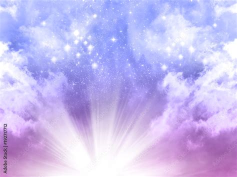 Mystical Divine Angelic Sky Background With Divine Light And Stars In