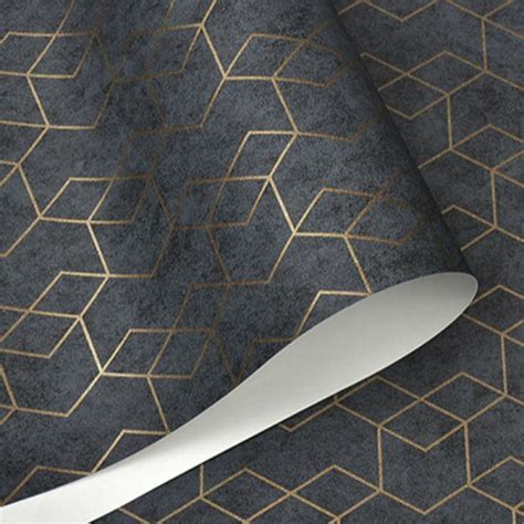 Us 1645 53％ Off Dark Grey Luxury Geometric Wallpaper Roll Black