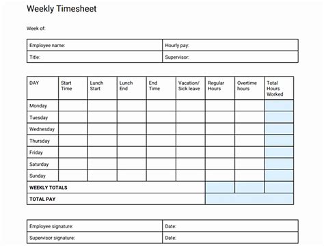 Timesheet With Lunch Break Excel