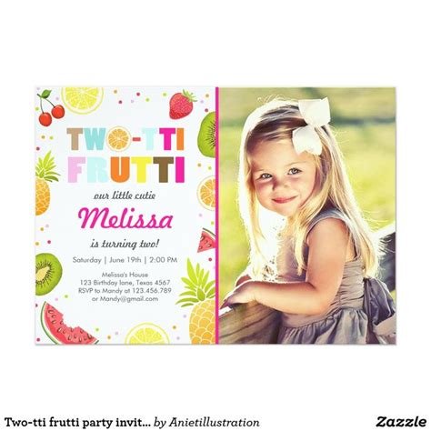Two Tti Frutti Party Invite Tutti Fruity Birthday Zazzle Birthday