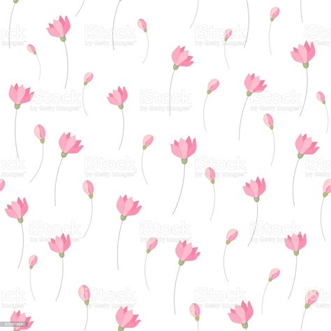 Cute Little Pink Flowers Seamless Pattern Background