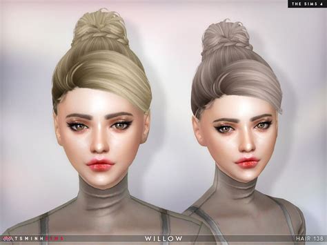 Sims 4 — Willow Hair 138 By Tsminhsims — New Meshes 20 Colors