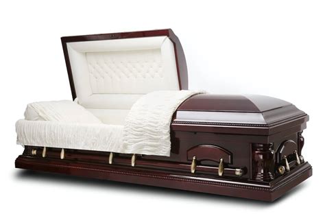 Peace Cherry Wood Casket With Ivory Velvet Interior Trusted Caskets
