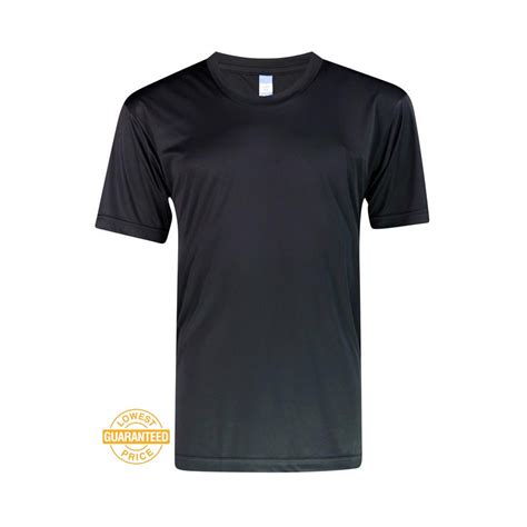 Black Plain Microfiber Polyester T Shirt Round Neck Dry Fit Cool Fit
