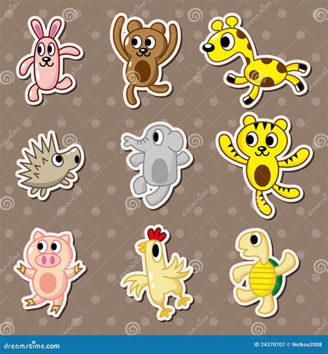 Cartoon Animal Stickers Stock Vector Illustration Of Background 24370707
