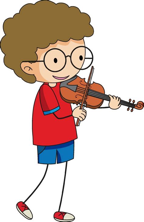 A Doodle Kid Playing Violin Cartoon Character Isolated 2007489 Vector