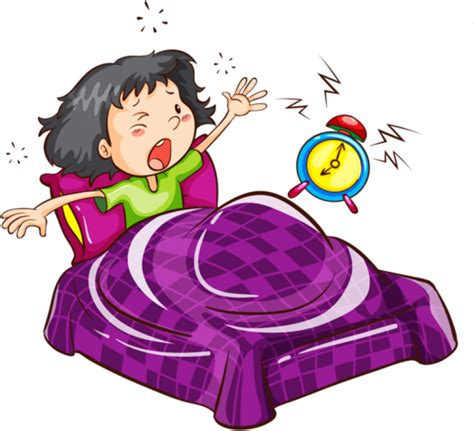 Free Png Download Cartoon Images Waking Up With Alarm Girl Wake Up In The Morning Clipart