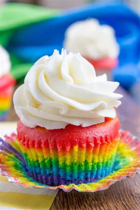 Rainbow Cupcakes With Vanilla Cloud Frosting Dinner Then Dessert